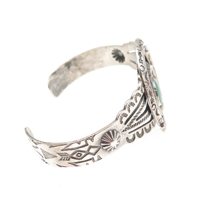 Old Pawn Sterling Silver Vintage Turquoise Naja Overlay Adjustable Bracelet 6"