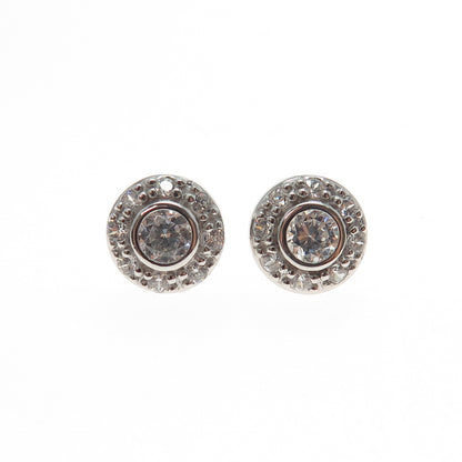 925 Sterling Silver Round-Cut C Z Stud Earrings