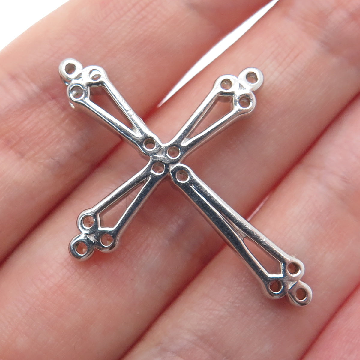 925 Sterling Silver Round-Cut C Z Cross Charm Slide Pendant