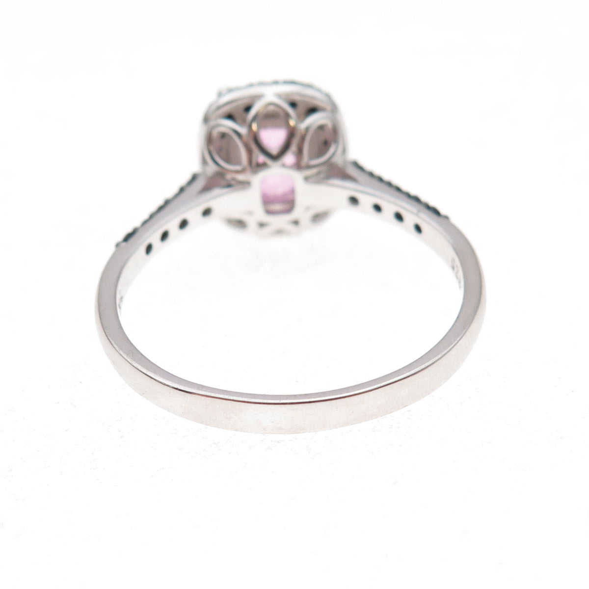 925 Sterling Silver Real Pink Tourmaline & Black Spinel Ring Size 12