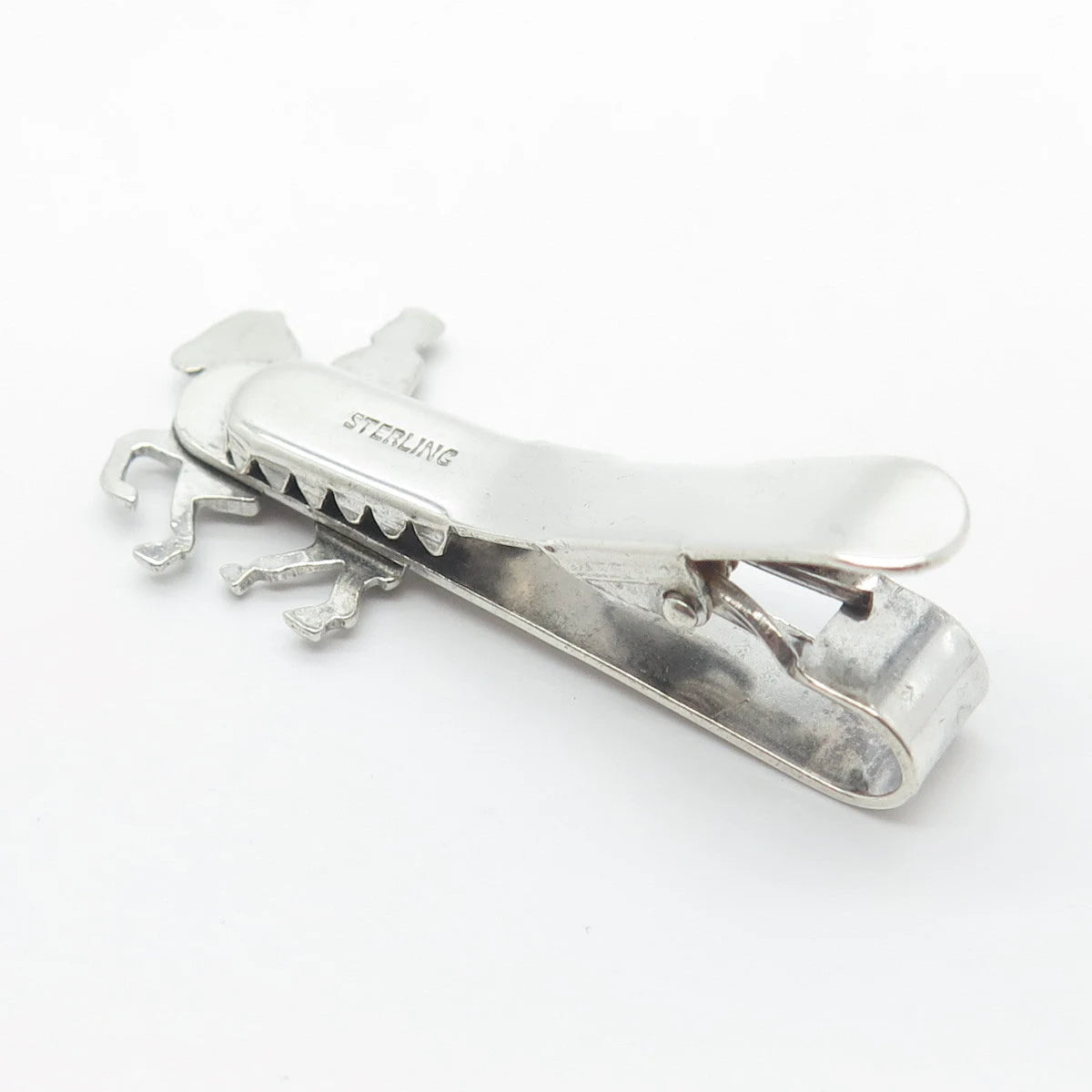 925 Sterling Silver Vintage Enamel Roman Warrior on Horse Bar Tie Clip