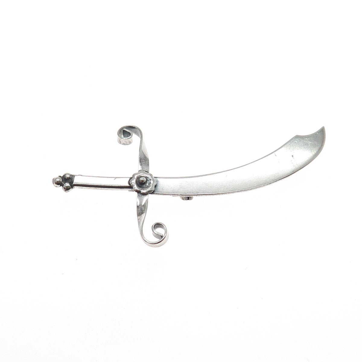 925 Sterling Silver Antique Art Deco Scimitar Sword Handmade Pin Brooch
