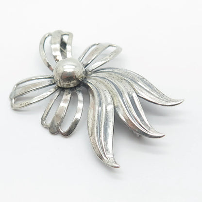 830 Silver Vintage Ribbon Bow Pin Brooch