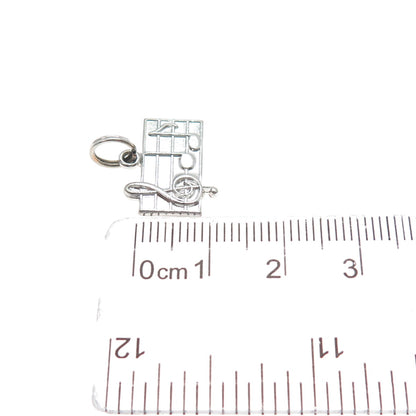 WELLS Sterling Silver Vintage Treble Clef Music Notes Minimalist Charm Pendant