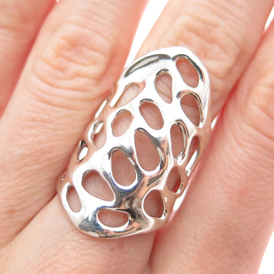 HAGIT GORALI 925 Sterling Silver Vintage Modernist Statement Ring Size 7