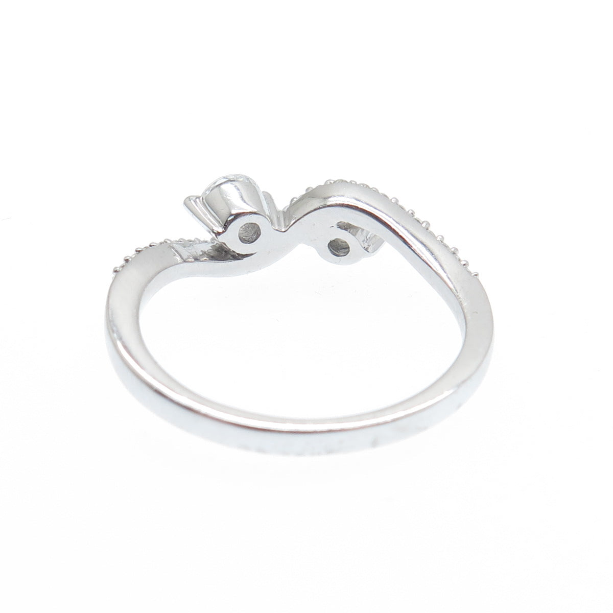 925 Sterling Silver Round-Cut C Z Wavy Promise Ring Size 7
