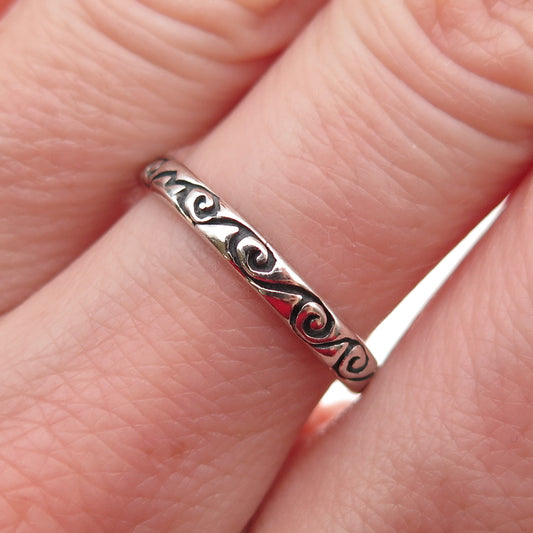 Shube 925 Sterling Silver Vintage Swirl Oxidized Stackable Band Ring Size 7