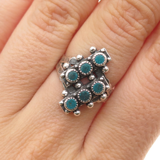 Old Pawn Sterling Silver Vintage Southwestern Turquoise Snake Eye Ring Size 5.75