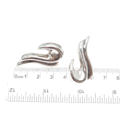 925 Sterling Silver Vintage Mexico Modernist Dolphin Oxidized Earrings