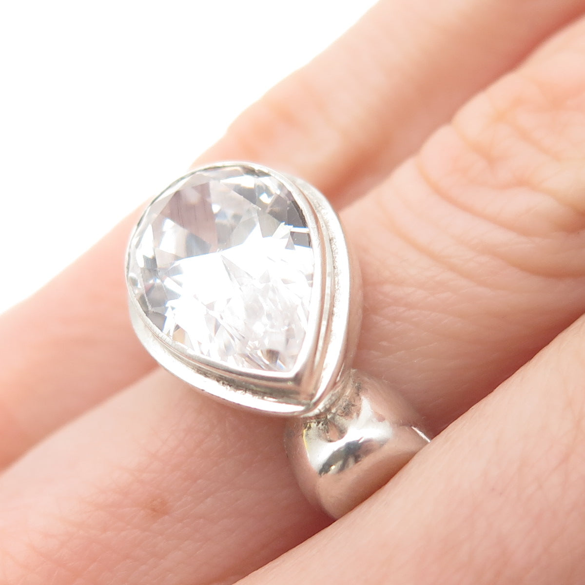 JAD Gioia Clavenzani & Ivano Ghinelli Sterling Silver Vintage C Z Ring Size 5.25