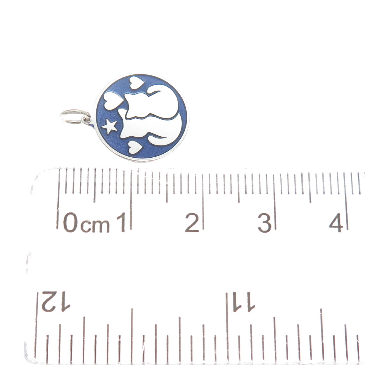 925 Sterling Silver Blue Enamel Mom & Child Cat Heart Star Minimalist Pendant