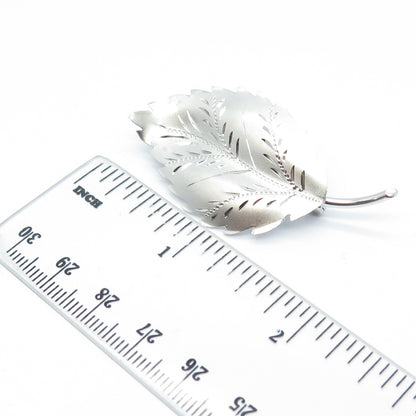 CHARLES REIS 925 Sterling Silver Antique Art Deco Leaf Floral Pin Brooch