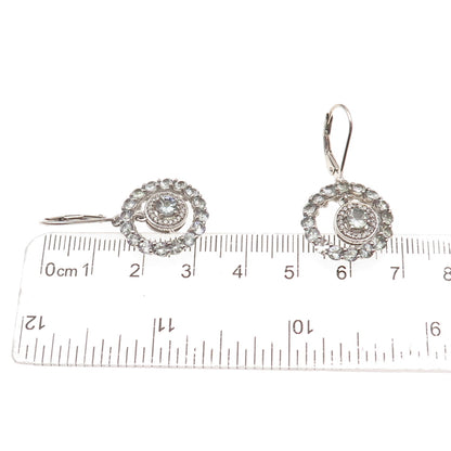 Chuck Clemency 925 Sterling Silver Real White Topaz & Tanzanite Dangle Earrings