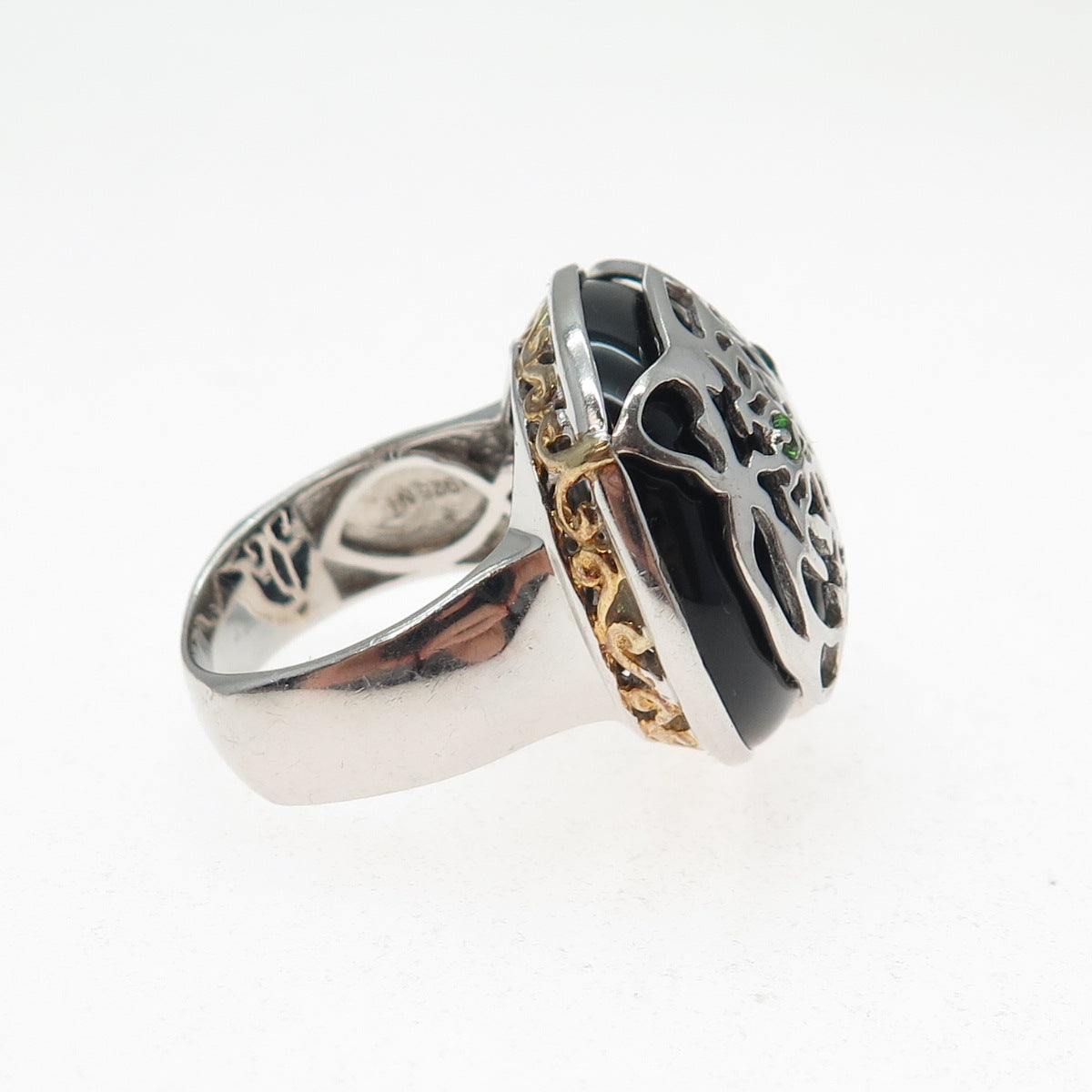 MICHAEL VALITUTTI Gems En Vogue Sterling Black Onyx Peridot Tiger Ring Size 7.25
