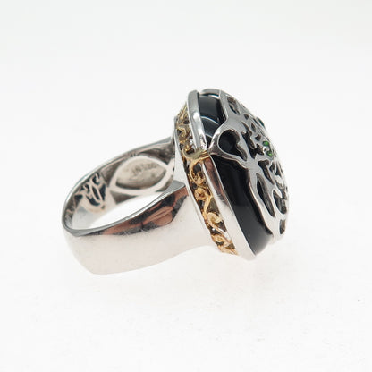 MICHAEL VALITUTTI Gems En Vogue Sterling Black Onyx Peridot Tiger Ring Size 7.25