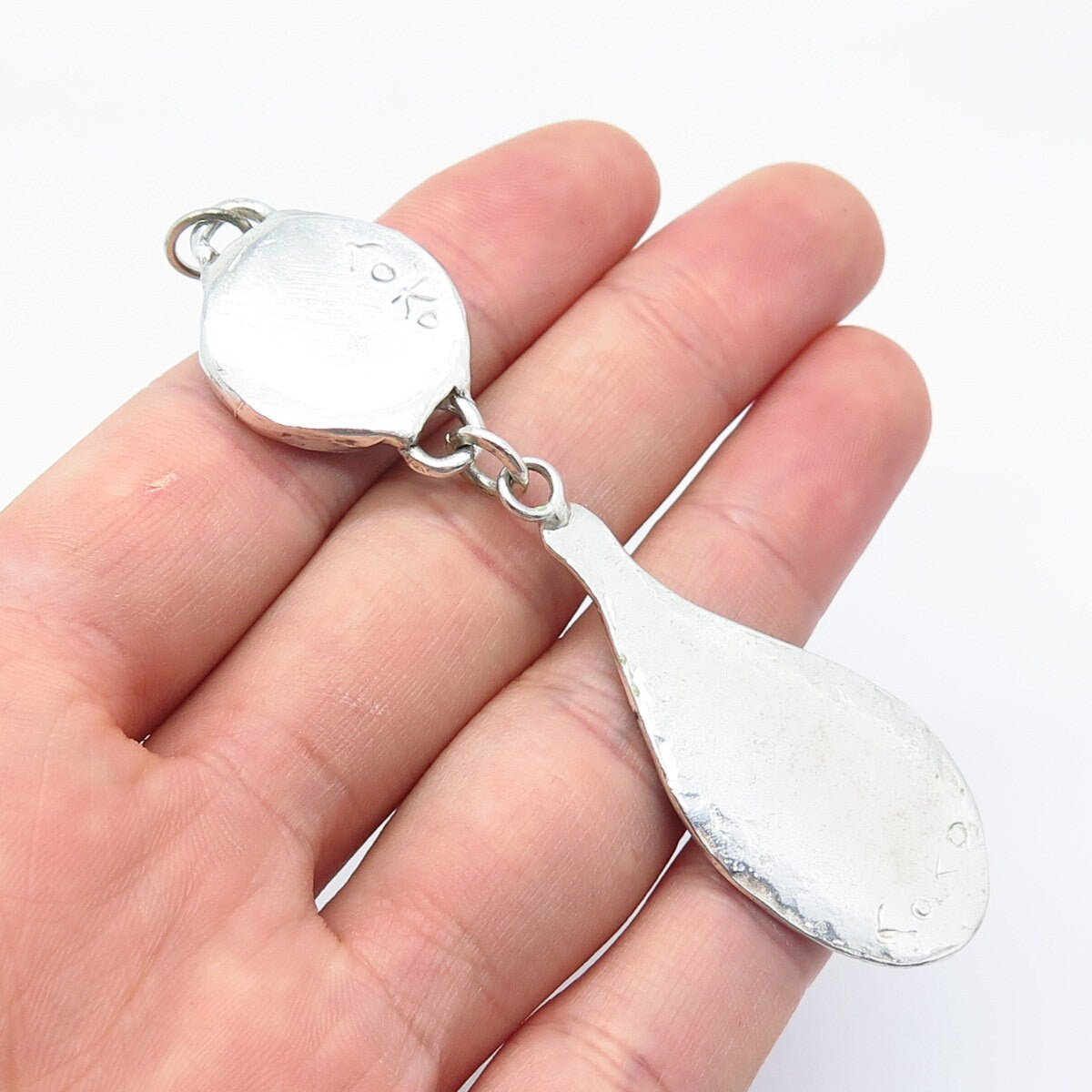 925 Sterling Silver Vintage Koko Blue Enamel Pendant