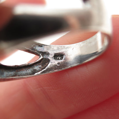 925 Sterling Silver Vintage Modernist X-Shape Oxidized Ring Size 8