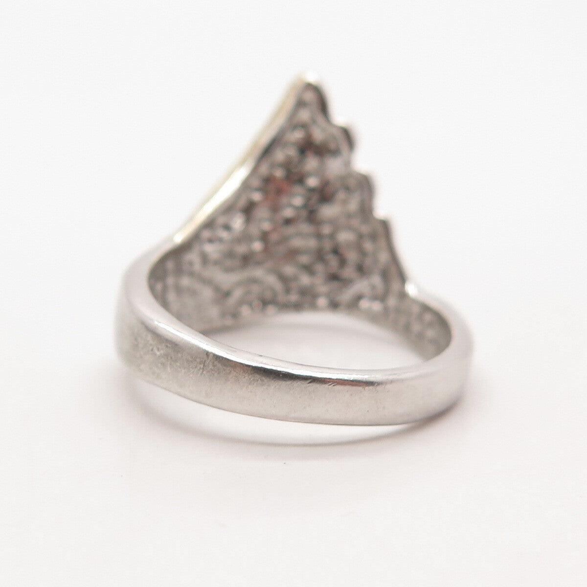 925 Sterling Silver 2-Tone Vintage Ribbed Ring Size 6