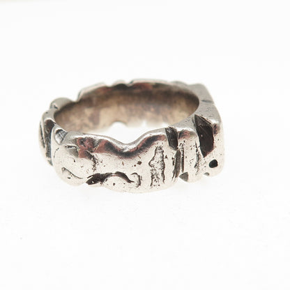 925 Sterling Silver Vintage Modernist Oxidized Ring Size 5.75