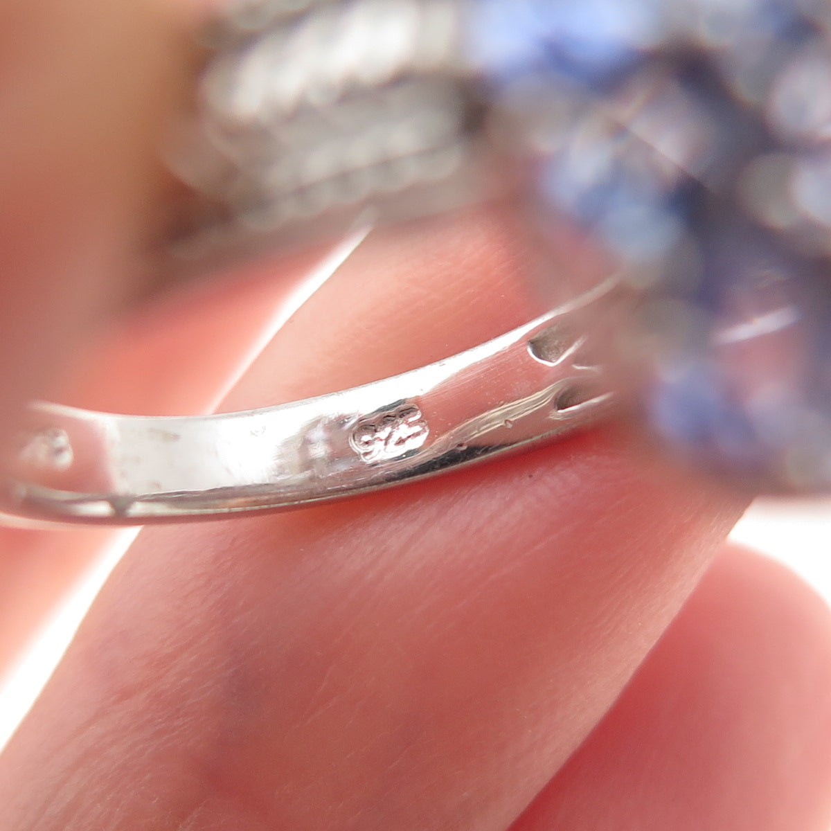 Chuck Clemency 925 Sterling Silver Real Tanzanite Cluster Ring Size 8.25
