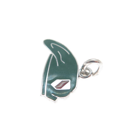 WELLS 925 Sterling Silver Vintage Enamel Thin Red Line Battalion Charm Pendant