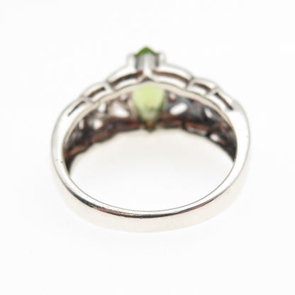 CNA Pranda 925 Sterling Silver Vintage Real Peridot Woven Oxidized Ring Size 6
