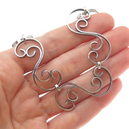 925 Sterling Silver Vintage Swirl Chain Choker Necklace 14"