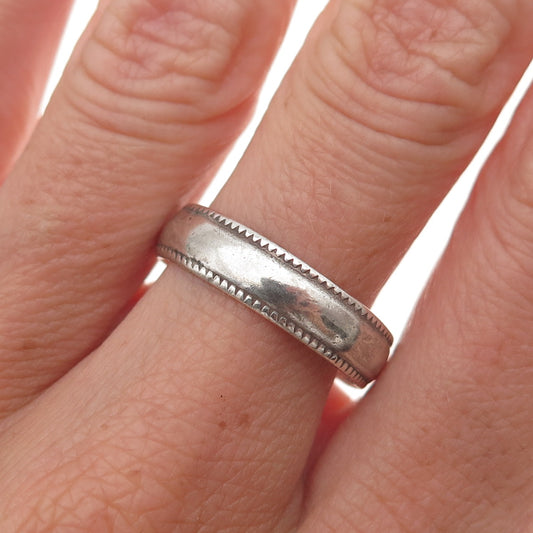 Shube 925 Sterling Silver Vintage Oxidized Band Ring Size 9.75