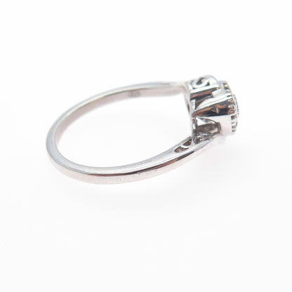 JASANI DESIGNS 925 Sterling Silver Real Diamond Heart Bypass Ring Size 6.75