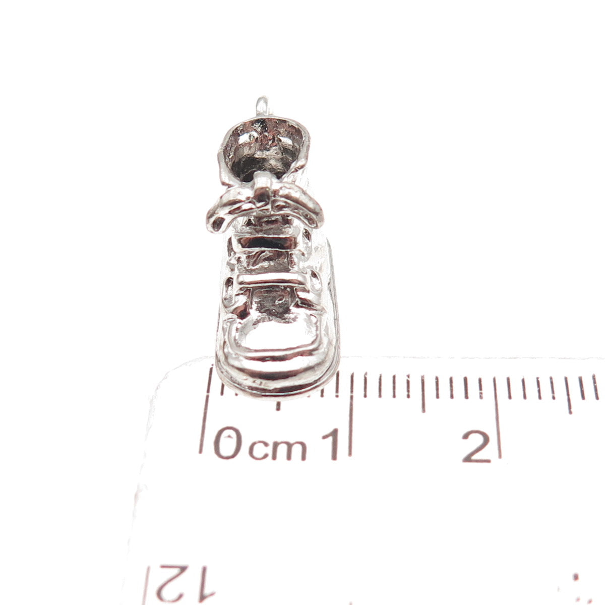 Wells 925 Sterling Silver Vintage Baby Boy Shoe 3D Mini Charm Pendant