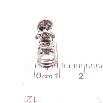 Wells 925 Sterling Silver Vintage Baby Boy Shoe 3D Mini Charm Pendant