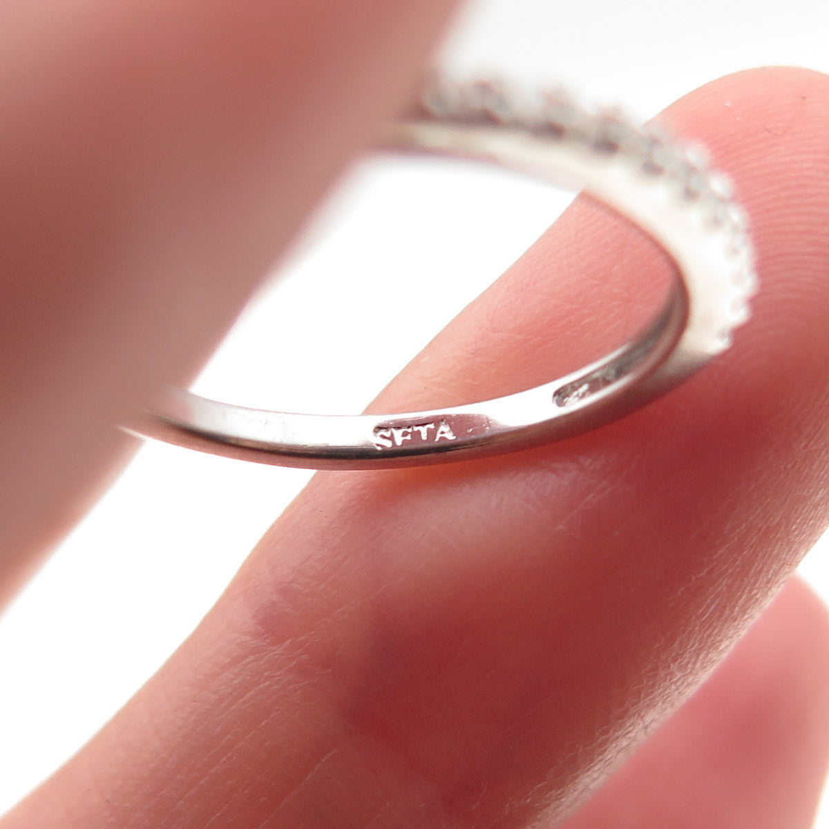 Seta 925 Sterling Silver Round-Cut C Z Half Eternity Stackable Band Ring Size 6