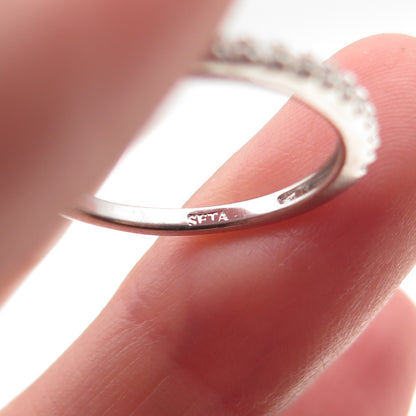 Seta 925 Sterling Silver Round-Cut C Z Half Eternity Stackable Band Ring Size 6