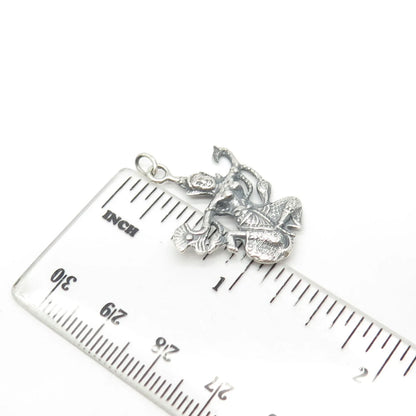 925 Sterling Silver Vintage Niello Hindu Goddess Pendant