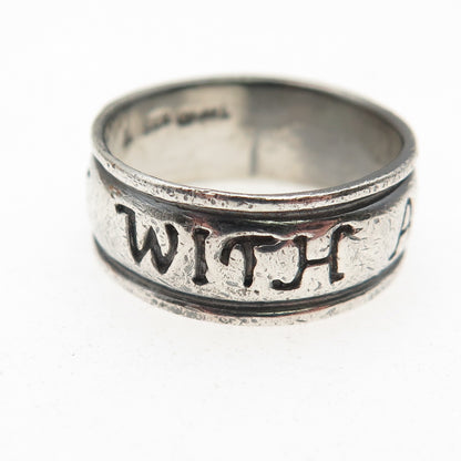 TOP 925 Sterling Silver Vintage With All My Heart Rotating Band Ring Size 7.25