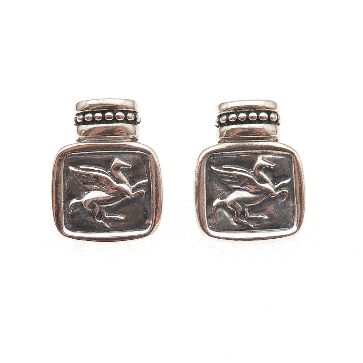 Ecclissi 925 Sterling Silver Vintage Pegasus Oxidized Earrings