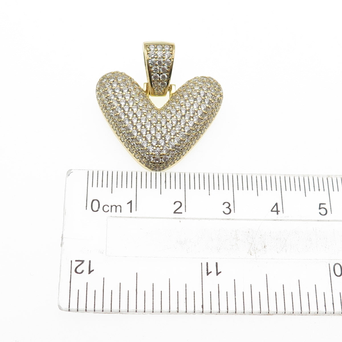 925 Sterling Silver Gold Plated Round-Cut C Z Letter V Initial Pendant