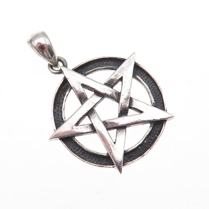 925 Sterling Silver Vintage Pentagram Oxidized Pendant