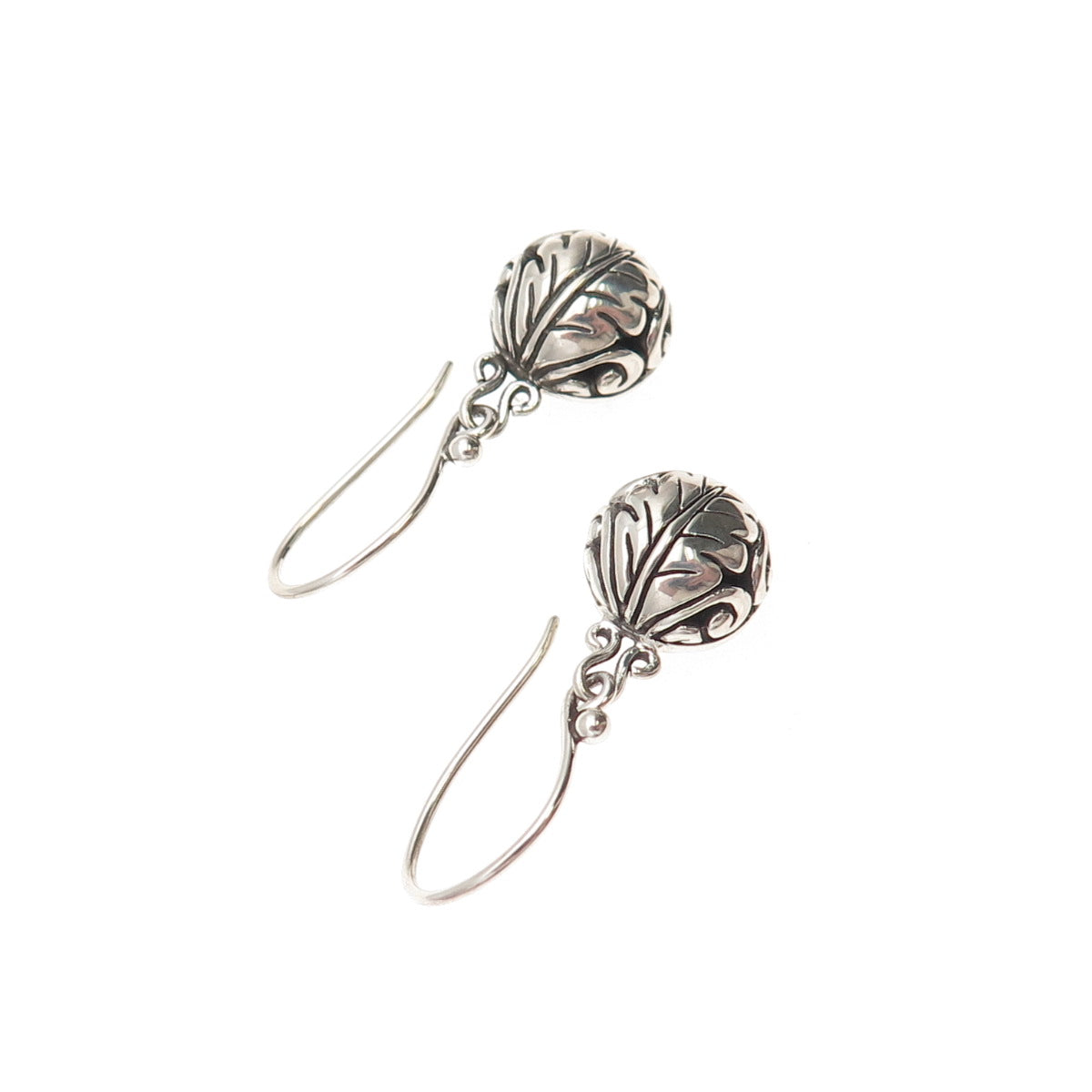 ATI Annika Witt 925 Sterling Silver Vintage Floral Oxidized Dangle Earrings