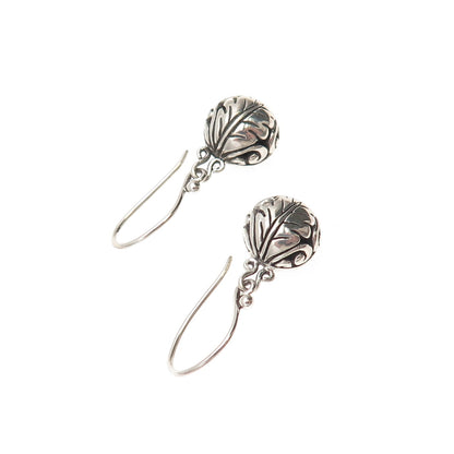 ATI Annika Witt 925 Sterling Silver Vintage Floral Oxidized Dangle Earrings