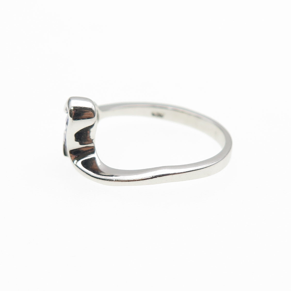 925 Sterling Silver Round-Cut Lavender C Z Heart Ring Size 6.75