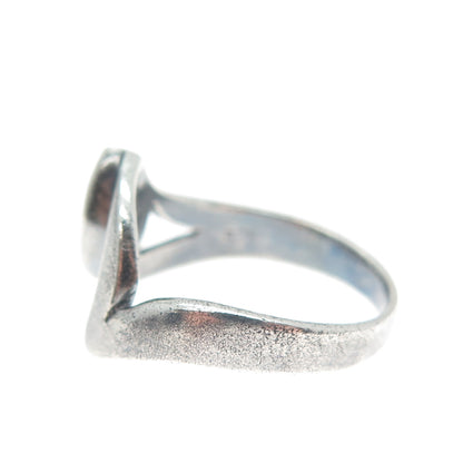 925 Sterling Silver Vintage Real Bisbee Turquoise Modernist Ring Size 7.5