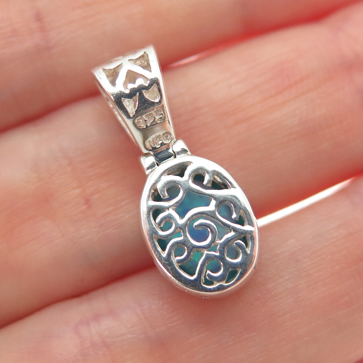 925 Sterling Silver Real Oval-Cut Opal Minimalist Charm Pendant