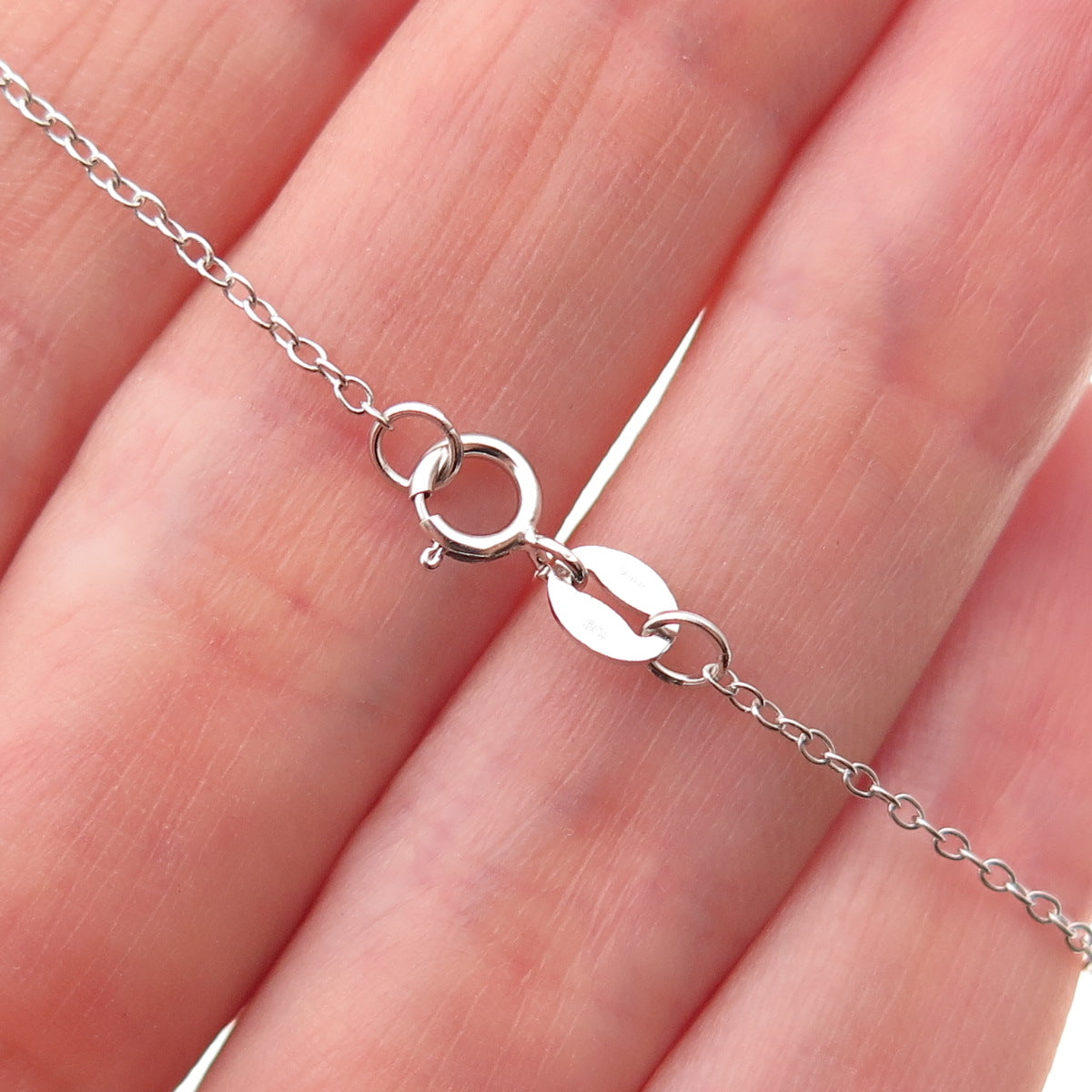 Sun 925 Sterling Silver Real Pink Sapphire Tinker Bell Cable Necklace 18"
