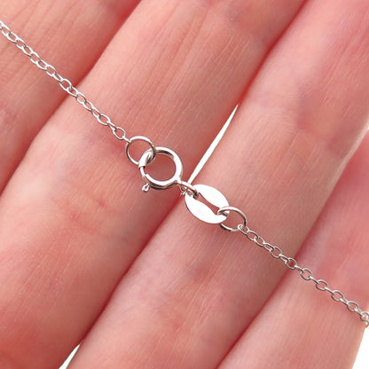Sun 925 Sterling Silver Real Pink Sapphire Tinker Bell Cable Necklace 18"