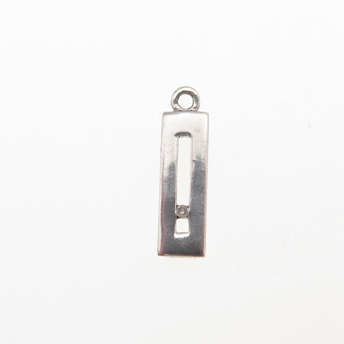 925 Sterling Silver Real Round-Cut Diamond Accent Mini Charm Pendant