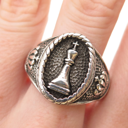 925 Sterling Silver Vintage Grandmaster Oxidized Signet Ring Size 12