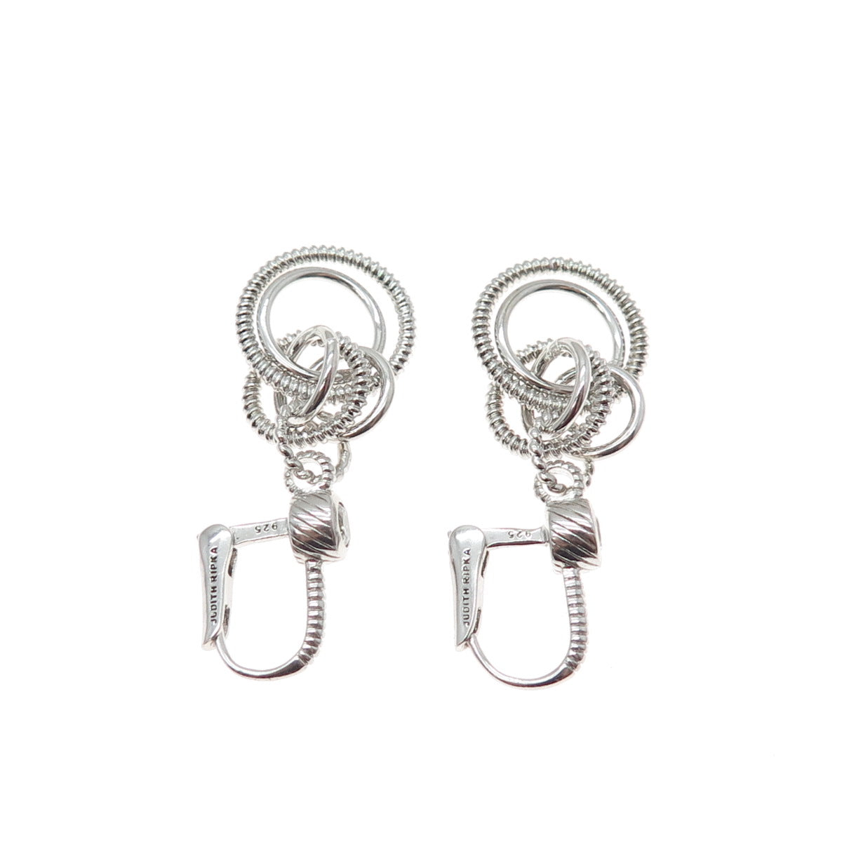 JUDITH RIPKA 925 Sterling Silver Round-Cut C Z Multi-Circle Dangle Earrings