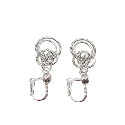 JUDITH RIPKA 925 Sterling Silver Round-Cut C Z Multi-Circle Dangle Earrings