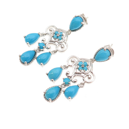 Chuck Clemency Sterling Silver Real Sleeping Beauty Turquoise Dangle Earrings